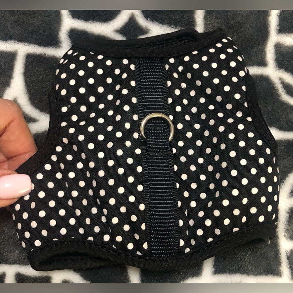 Head Black and White Polka Dot Pet Harness~ XS